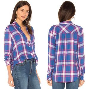 Rails Hunter Button Up Red Ruby Pleated Shirt Size S